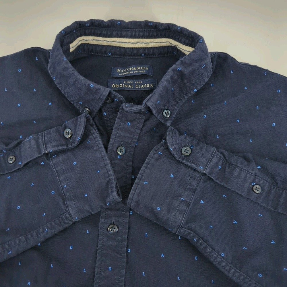 SCOTCH & SODA Shirt‎ Men's Small Blue AOP  Patterned Button-Up Shirt Cotton